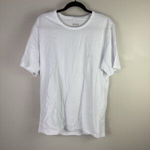 BOSS Hugo Boss Men’s White Logo T-Shirt XL 100% Cotton Crewneck Classic Tee